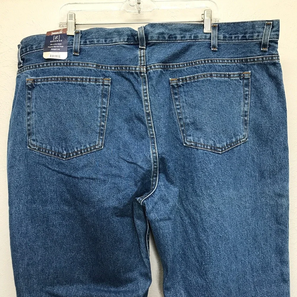 George‎ Regular Fit Jeans Mens 46x30 Straight Leg Blue Denim Cotton Medium Wash